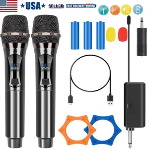 Sistema de micrófono de mano UHF profesional de 2 piezas karaoke con adaptador receptor EE. UU. - Imagen 1 de 9