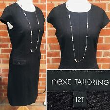 Ladies NEXT Tall Size 12 Dark Grey Dress Summer Office Stretchy Excellent S6