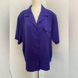 Vintage Purple Short Sleeve Blouse Button Lightweight Ship N Shore Size 18W - Picture 1 of 9