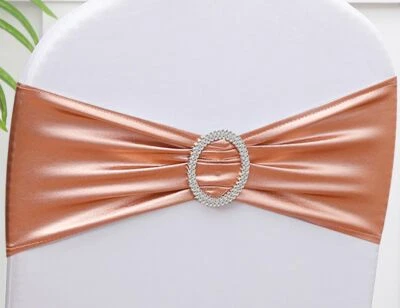 50 Pack Spandex Rose Gold Chair Sashes Wedding Party Event Decor Banquet - Image 1 of 4