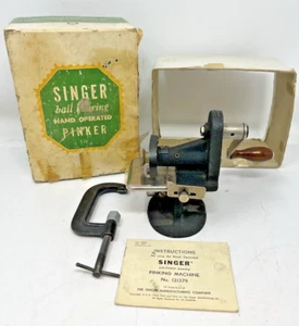 VTG SINGER HAND OPERATED BALL BEARING PINKER 121379 W CLAMP INSTRUCTION & BOX - Picture 1 of 18