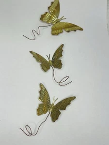 Vintage Brass Butterflies (3) Flower Wall Art Sculptures Dainty And Delicate - Picture 1 of 9