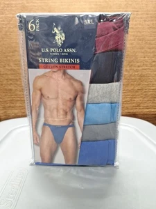 U.S. Polo Assn. Paquete de 6 bikinis de cuerda 3XL de algodón elástico para hombre - Imagen 1 de 4