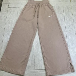 Nike Pants Womens XS Brown Wide Leg High Rise Drawstring Fleece DQ5615-200 - Picture 1 of 9
