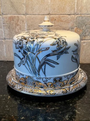 Antique Victorian Doulton Burslem Cake Plate or Cheese Dome & Underplate Cloche - Image 1 of 4