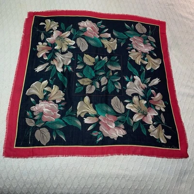 Vintage Oscar De La Renta Silk Floral Bouquet Square Scarf 30” X 31” Silk - Image 1 of 4