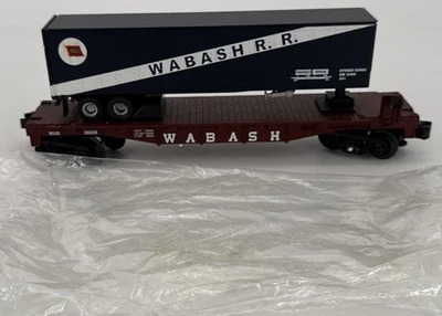 O Scale MTH Wabash Railroad Piggyback Car With 48 Ft Truck Trailer L/N condition - Image 1 of 4
