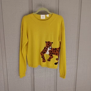 Anthropologie Maeve Cashmere Intarsia Sweater Gr. S Damen Preppy Cheetah Pullover - Bild 1 von 11