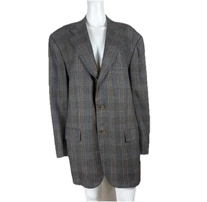 KITON Napoli 100% Cashmere Cappotto Sportivo Giacca Blazer 56L = US 46L Plaid - Foto 1 di 10