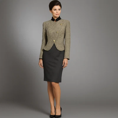 GIORGIO ARMANI 42=6-US Gray Textured Striped Wool Cashmere Jacket RUNWAY - Image 1 of 4