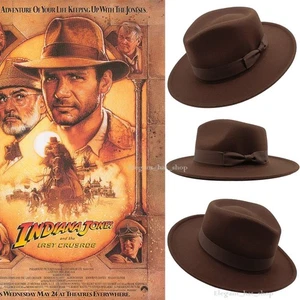 Premium Wollfilz Indiana Jones Fedora Hut mit Ripsband knautschbar Outdoor - Bild 1 von 10