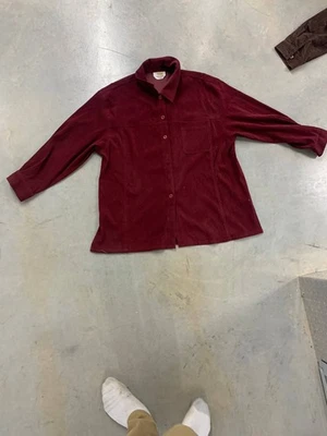 Vintage Talbots Corduroy Shacket Shirt Men's Burgundy Stretch Button Long Sleeve - Image 1 of 3