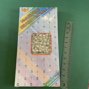 Vtg 90s Y2K Beaded Curtain Beistle NOS- Silver Disco Balls - Picture 1 of 5