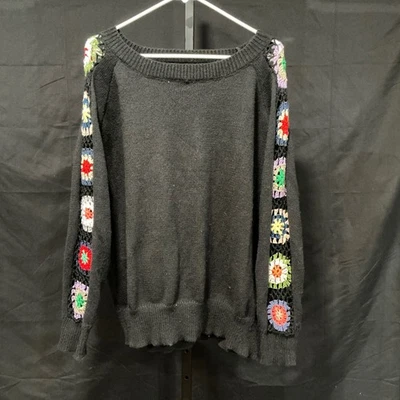 Suéter Negro Cuello Redondo Crochet Abuela Manga Cuadrada Detalle Para Mujer VER FOTOS Foto 1 de 4