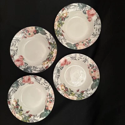 Conjunto de 4 tigelas de aro largo American Atelier ROSE TOILE #5232 - Imagem 1 de 4
