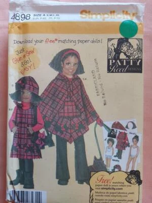 Simplicity 4898 Child's Pants, Jumper, Poncho Hat & Purse Pattern Size 3-14 - Image 1 of 2