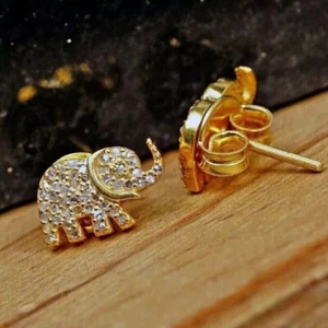 2Ct Round Cut Lab Created Diamond Women's Stud Earrings 14K Yellow Gold Plated - Picture 1 of 8