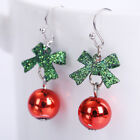  2 Pairs Women Earring Fashion Christmas Eardrop Sleigh Bell Red Berry Miss