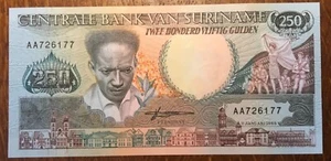 SURINAM SUPERBE BILLET DE 250 GULDEN 1988 (BILL 33) SCENE DE VIE. CACATOÈS. - Picture 1 of 4