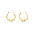 14K Yellow Gold Slash Diamond Cut 2x20MM  Hoops Earrings - French Lock