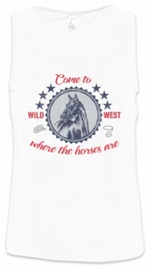 Come To The Wild West Herren Tank Top Western Cowboy Horse Horses Saloon Rider - Picture 1 of 1