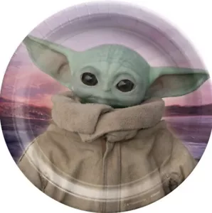 STAR WARS The Mandalorian LARGE PAPER PLATES (8) ~ Birthday Party Supplies Jedi - Picture 1 of 2