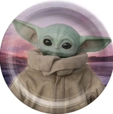 PLATOS DE PAPEL GRANDES STAR WARS The Mandalorian (8) ~ Suministros para fiesta de cumpleaños Jedi Foto 1 de 2