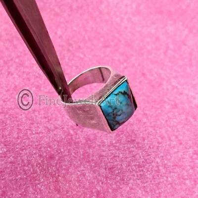 Anillos turquesa tibetana plata esterlina 925 otomanos hechos a mano joyería para hombre M440 Foto 1 de 4