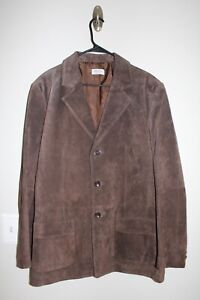 DARK BROWN 100% GENUINE LEATHER SPORT COAT sz 44R blazer / suit jacket