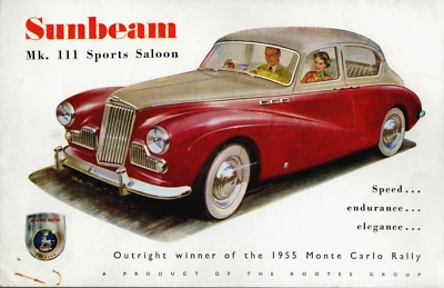 Sunbeam Mk III Saloon 1955-1956 Export Markets Foldout Sales Brochure In English - Image 1 of 2
