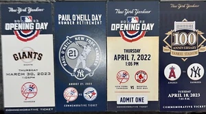 NY YANKEES 4 TICKET STUBS SGA 2022 2023 ERÖFFNUNGSTAG PAUL O'NEILL 100-JÄHRIGES JUBILÄUM - Bild 1 von 6