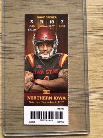 2017 Iowa State Cyclones Football Official Mint Ticket Stub - pick any game! Cover