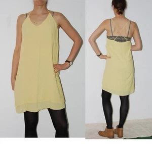 MANGO Kleid L 40 NEU Spaghetti Träger Küken-gelb Farbe Viskose - Bild 1 von 6