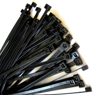 OLYMPUS 100 Pack 120 lb. Tensile Strength 8" Long UV Resistant Black Cable Zip Ties