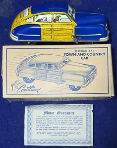 COURTLAND WOODY CAR TIN LITHO FRICTION TOY WORKS 50s w/ Box & Motor Guarantee - Picture 1 of 12