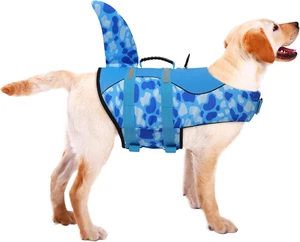 Dog Life Jacket XL Blue Cow - Shark Safety Pet Vest for Swimming Boating - NEW - Picture 1 of 7