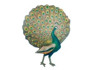 Pfau Brosche Miniblings Anstecknadel Pfauenbrosche Vogel Holz gelasert 70mm - Picture 1 of 4