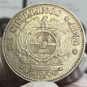 🇿🇦 South Africa ZAR 2 1/2 Shillings Silver KRUGER 1894 KEY KM# 7 AUNC - Picture 1 of 5