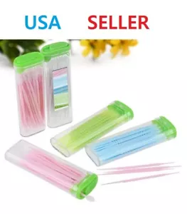 150pcs Plastic Brush Toothpick Portable Case With Mirror 30 pcs Toothpick 5 Sets - Picture 1 of 12
