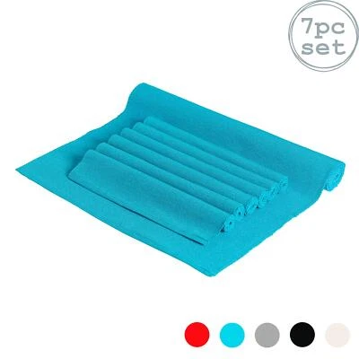 Ribbed Cotton Placemats with Table Runner Woven Washable Table Mats Light Blue - Image 1 of 4