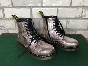Dr. Martens Junior 1460 Metallic Boots Girls Uk 1 Pink Disco Crinkle Zip Ankle - Picture 1 of 24