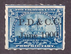 RB23P 5/8c Battleship Proprietary "P D & C' C" June 1900 Corner Crease (5A34) - Picture 1 of 1