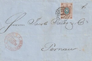RUSSIA: Cover from St.Petersburg to Pernau 1863, number cancellation 1 Arr.canc. - Picture 1 of 2