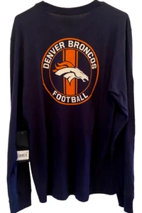 OTS Brand NWT NFL Navy Long Sleeve T Shirt Denver Broncos Men's Size Large - Picture 1 of 10