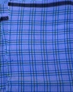 Einzigartiges Angebot, Baumwolle aus Indien - Lavendel mit blau & grün gestreiften Karos - Bild 1 von 1