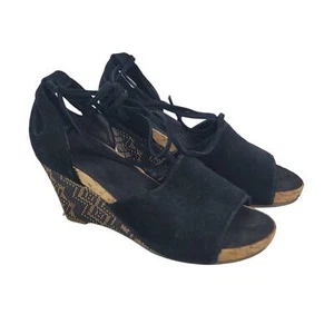 Aerosoles Women's Spring Plush Wedge Sandal in Black Suede Womens Size 9.5 - Picture 1 of 7