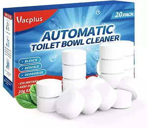 Vacplus Toilet Bowl Cleaner Tablets 20 PACK, Automatic Cleaners with Bleach, Slo - Picture 1 of 12