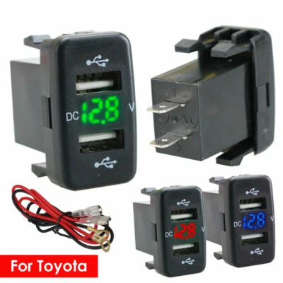 12V Dual USB Ports Car Charger Socket Voltmeter 4.2A Power Adapter For Toyota XY - Image 1 of 4
