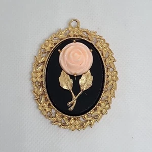 Vintage AVON Serena Rose Cameo Pendant W Mirror On Reverse 1973 NO CHAIN NO BAIL - Picture 1 of 6