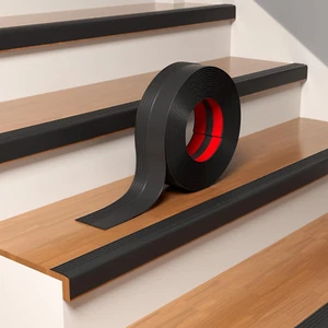 Stair Edge Trim, 3.3FT Vinyl Rubber Stair Nosing, Non-Slip Self Adhesive Stair - Picture 1 of 12